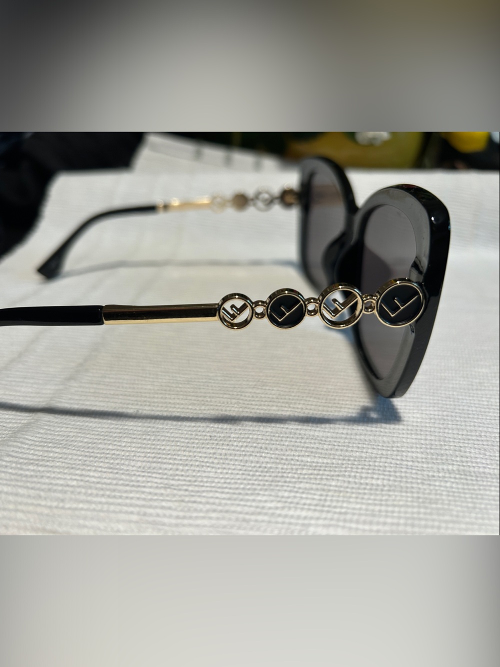 Fendi Black Square Sunglasses with Gold Accent - Picture 2 of 4